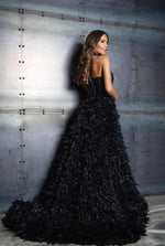 Long Glamorous Dress with Feathers